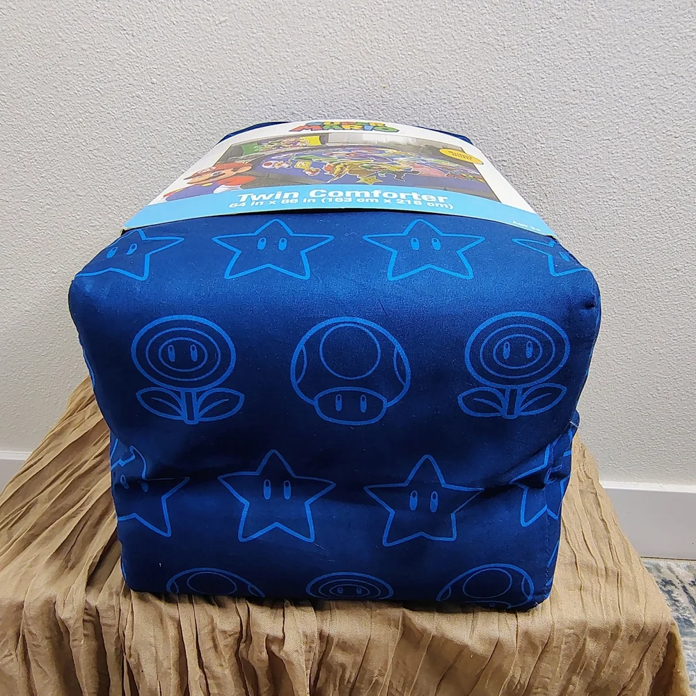 Nintendo Super Mario Twin Comforter Kids Bedding Blue 64x86 Soft
